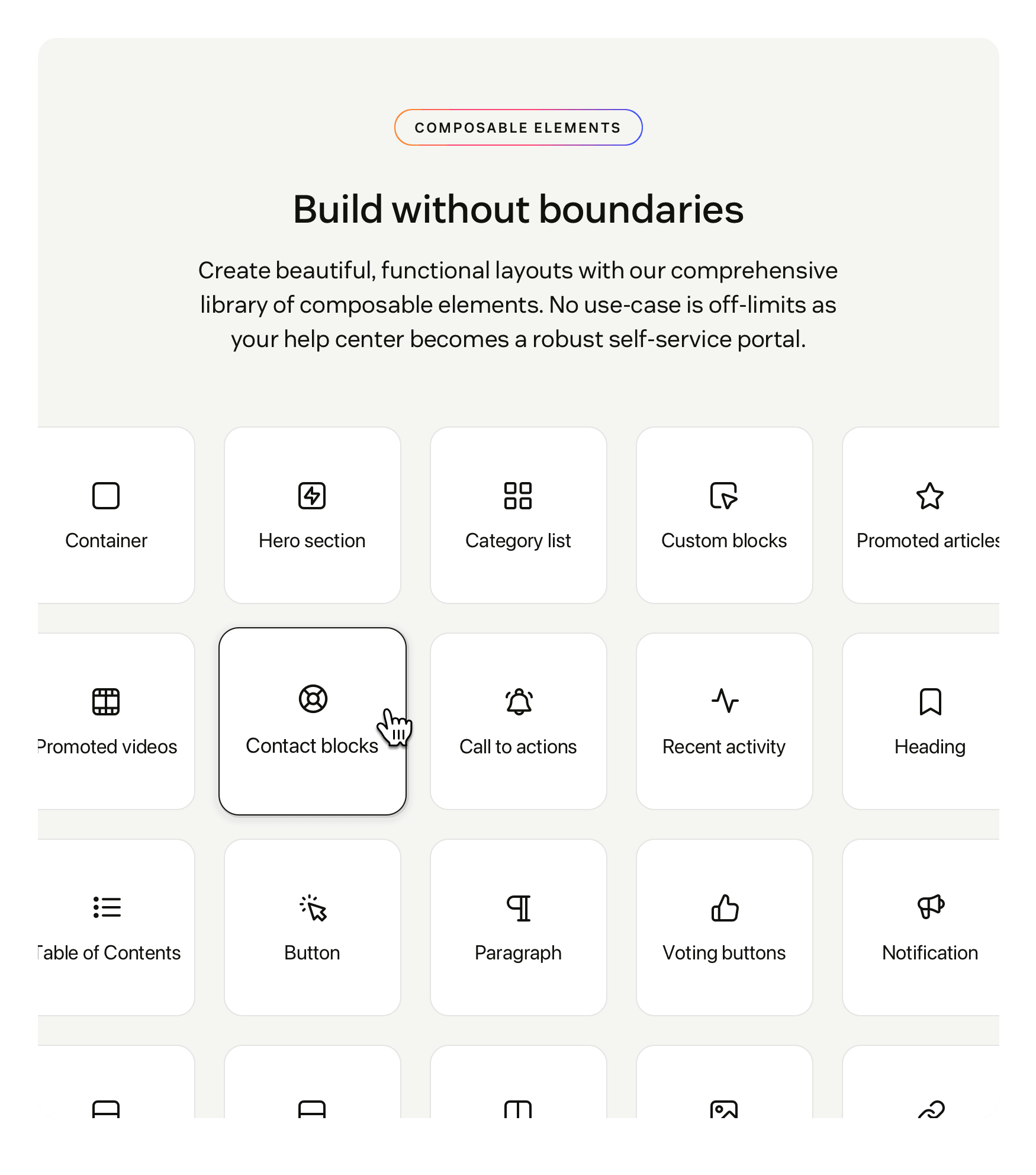 Composable help center elements
