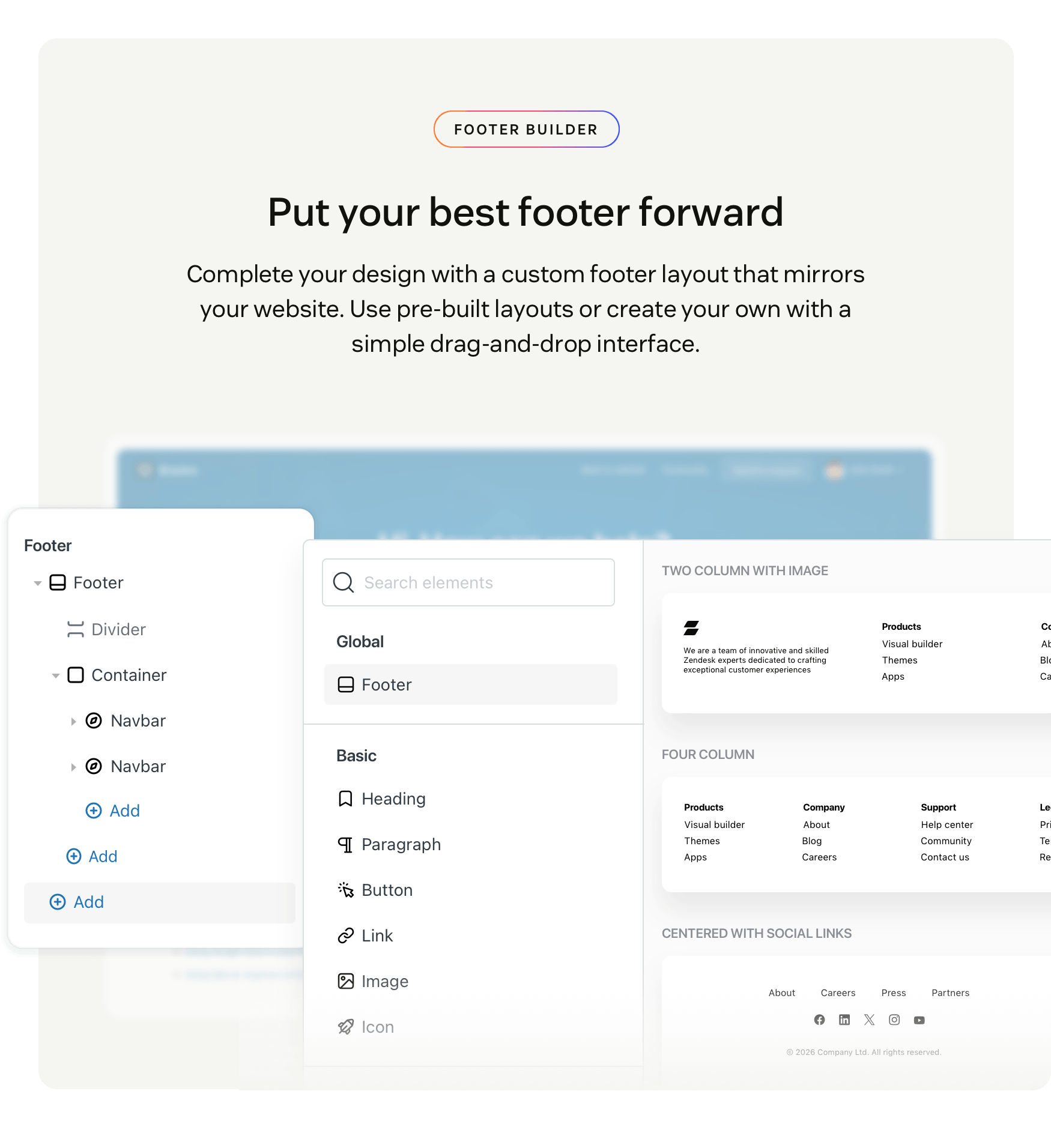 Footer layout builder