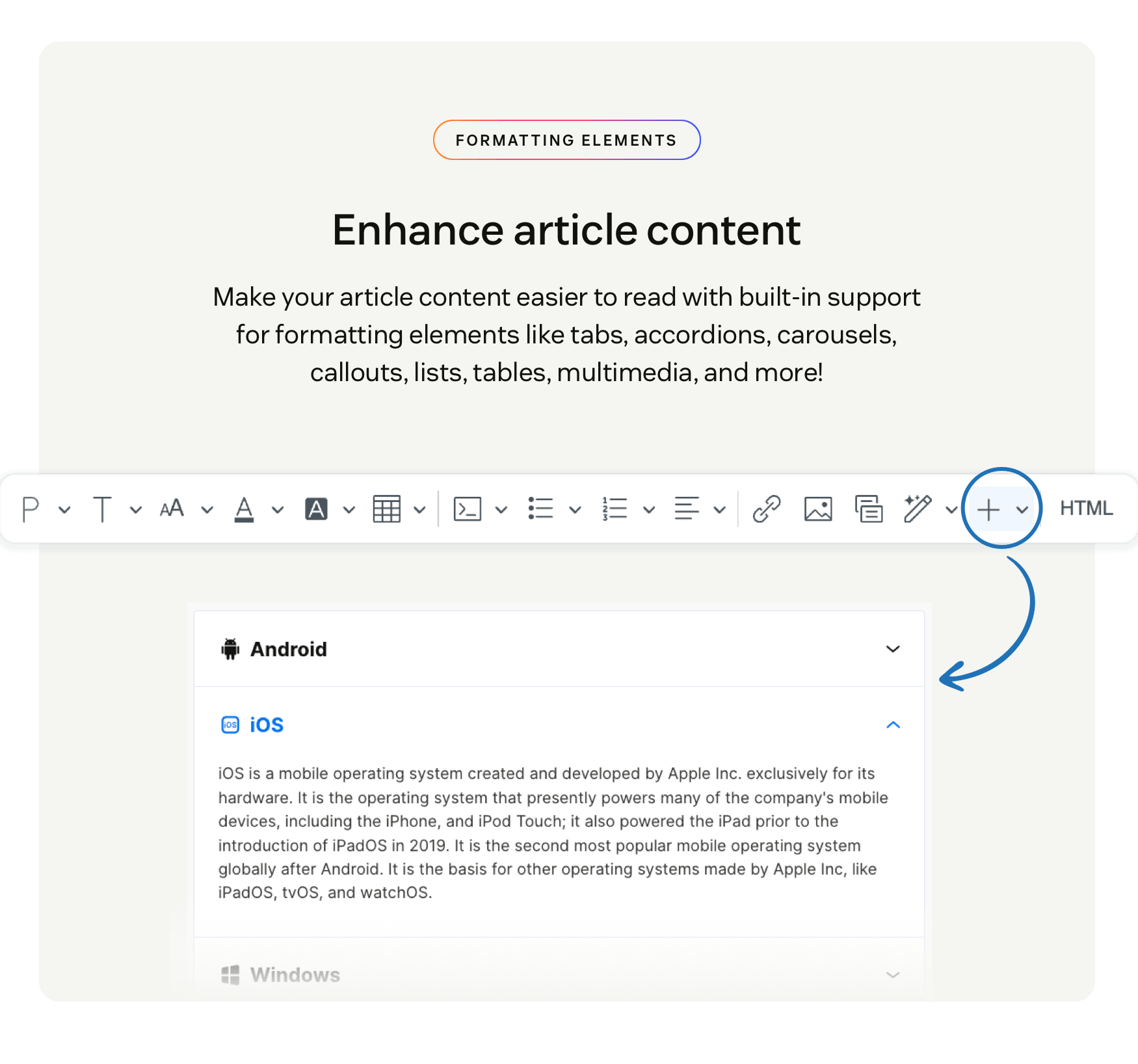Content formatting elements